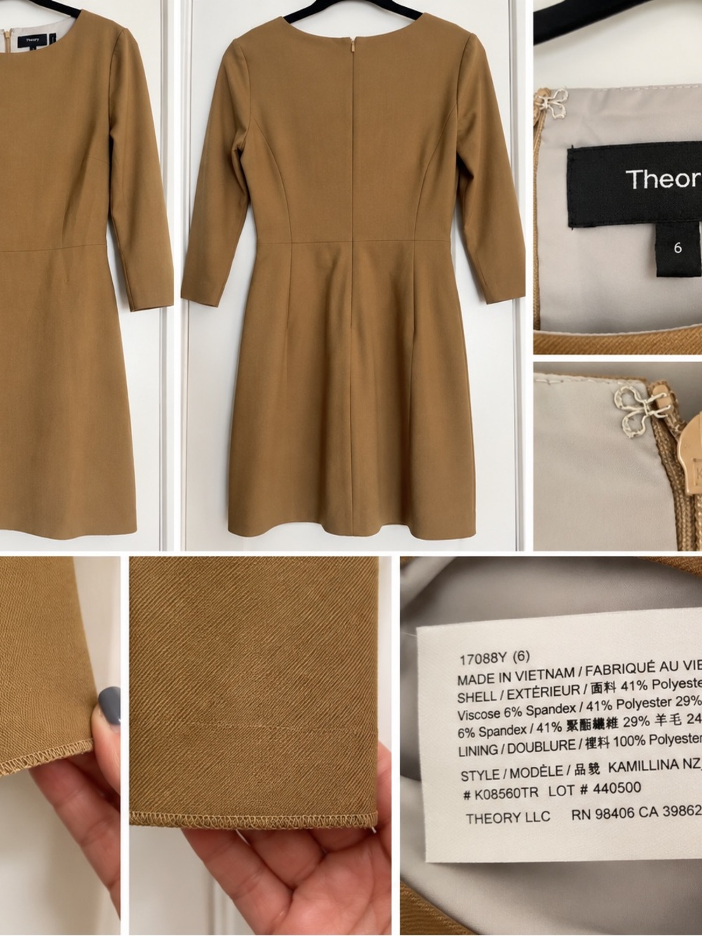 Theory Kamillina Camel Sheath Dress Size 6